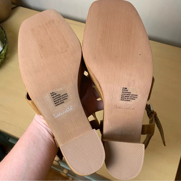 Splendid Piper Cinnamon Suede Leather Platform Strappy Sandal Chunky Block Heel - Picture 7 of 8